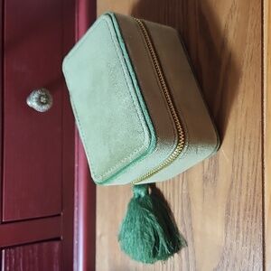 Sezane Olive Green Velvet Jewelry Box